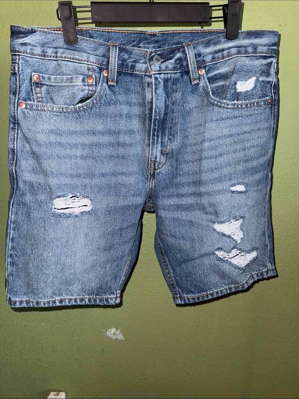 Men's Distressed Light Blue Denim Jean Shorts